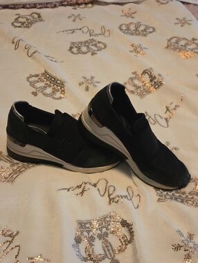 Michael Kors Black Slip-On Sneakers with Silver Accents